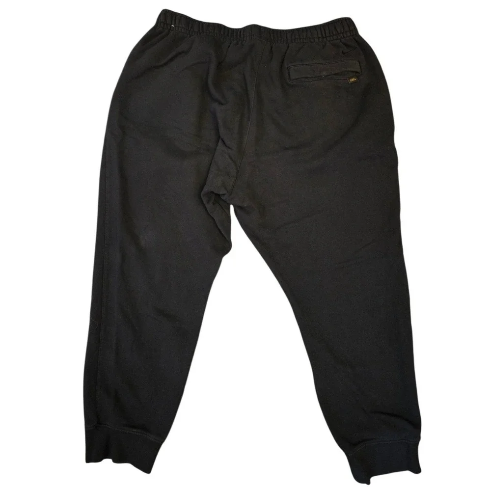 Nike Mens XXL Black Fleece Joggers Gold Script Logo Embroidery Sweatpants